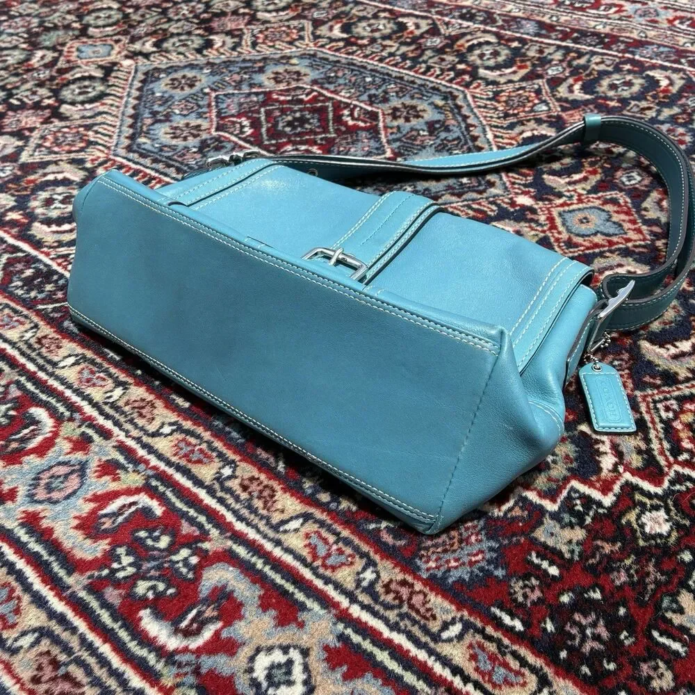 Coach F11196 MEDIUM Vintage Y2K Soho Flap Leather Shoulder Bag Blue